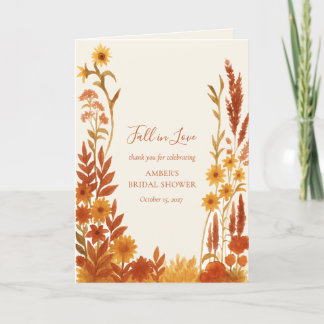 "Fall in der Liebe" Blumenschrift Brautparty Viele Dankeskarte