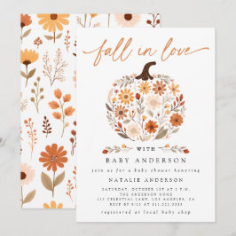 Fall in der Liebe Floral Pumpkin Baby Dusche Einladung
