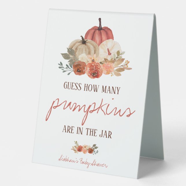 Fall in der Liebe, Pumpkin Floral Baby Duschspiel Tischaufsteller (Vorderseite)