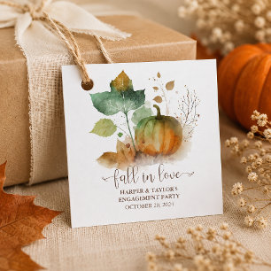 Fall in der Liebe Rustikaler Eleganter Kürbis Geschenkanhänger