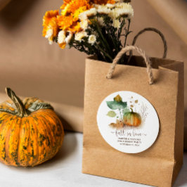 Fall in der Liebe Rustikaler Eleganter Kürbis Runder Aufkleber