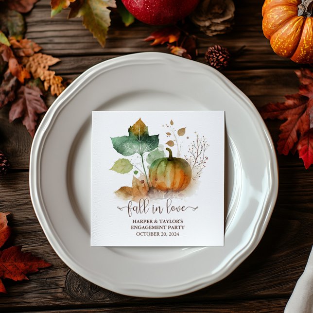 Fall in der Liebe Rustikaler Eleganter Kürbis Serviette (Fall in love with our fall pumpkin collection)