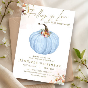 Fall in Liebe Blue Pumpkin Boy Babydusche Einladung