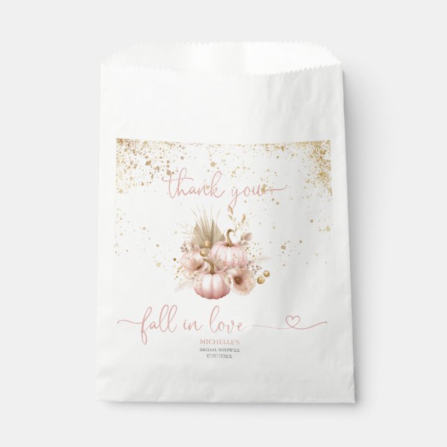 Fall in Liebe Brautparty Danke Pumpkin Geschenktütchen (Vorderseite)