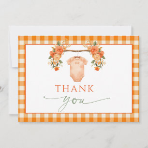 Fall in Liebe Floral Orange Gingham Baby Vielen Da Dankeskarte