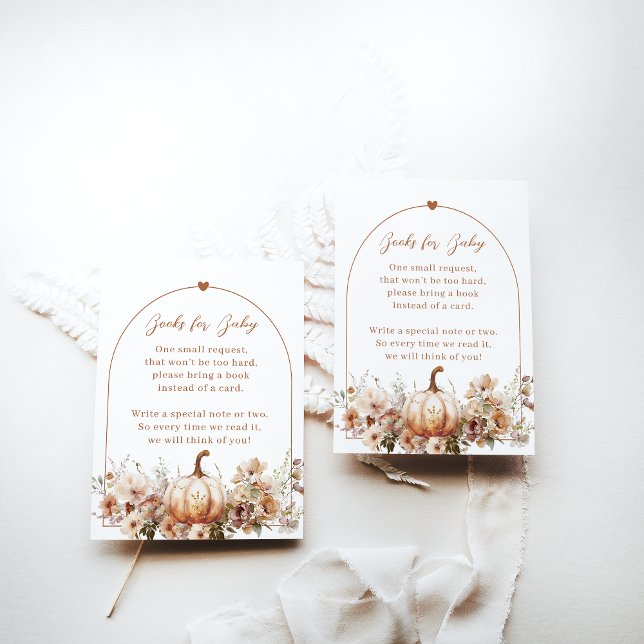 Fall in Liebe Floral Pumpkin Books Baby Dusche Begleitkarte (Von Creator hochgeladen)