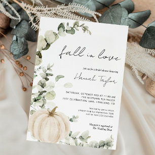Fall in Liebe Grünpflanzen Pumpkin Fall Brautparty Einladung