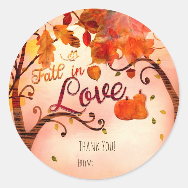 FALL IN LIEBE Herbst Brautparty Jegliche Veranstal Runder Aufkleber (Vorderseite)