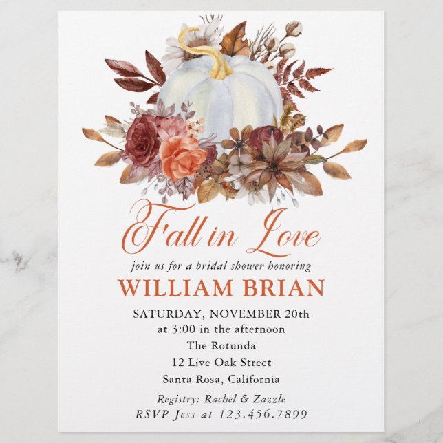 Fall in Liebe Pumpkin Fall in Liebe Florals Hochze Flyer (Vorne)