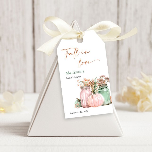 Fall in Liebe Pumpkin Floral Jars Brautparty Geschenkanhänger (Von Creator hochgeladen)