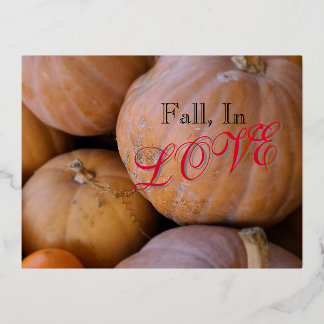 Fall, in Liebe Pumpkin Gewürz Folien Feiertagspostkarte