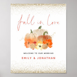 Fall in Liebe Pumpkin Gold Glitzer Begrüßung Hochz Poster