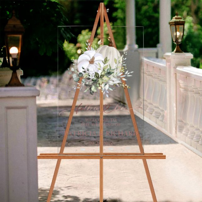 Fall in Liebe Pumpkin Hochzeit Willkommenszeichen Acrylschild (Von Creator hochgeladen)