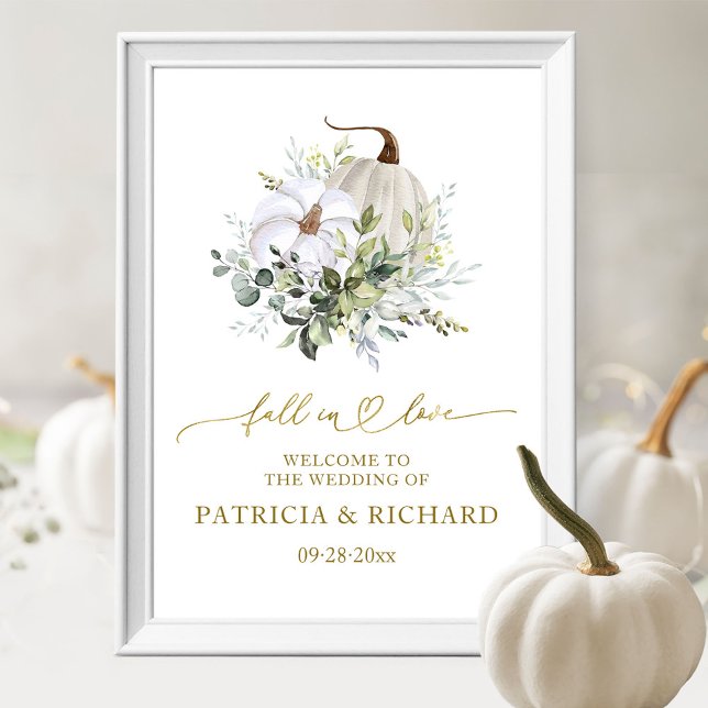 Fall in Liebe Pumpkin Hochzeit Willkommenszeichen Poster (Von Creator hochgeladen)