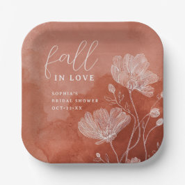 Fall in Liebe Terracotta Brautparty Papierplatte Pappteller