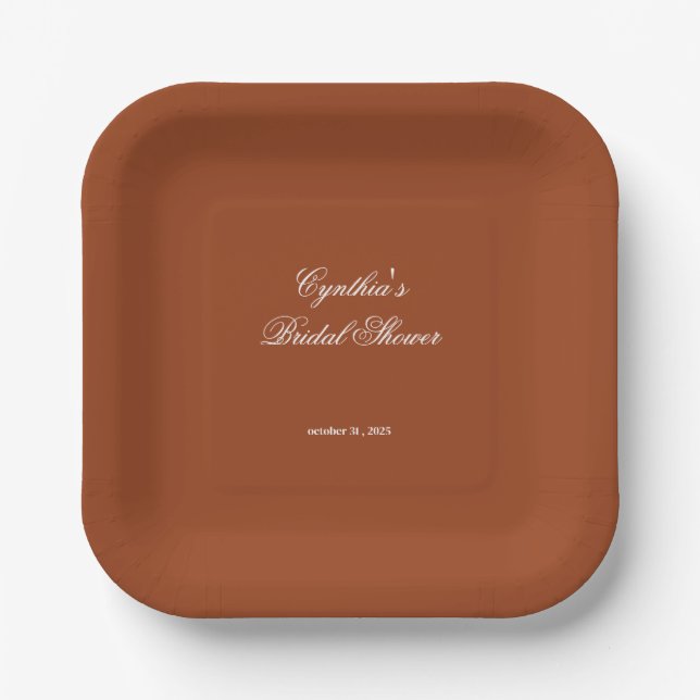 Fall in Love Autumn Floral Romance Bridal Shower Pappteller (Vorderseite)