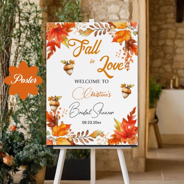 Fall in Love Boho Floral Bridal Shower Welcome Poster (Von Creator hochgeladen)