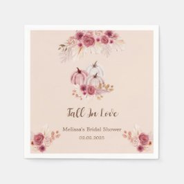 Fall In Love Boho Pink Pumpkin Bridal Shower  Serviette