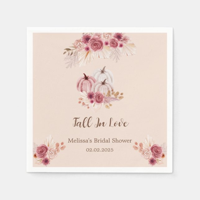 Fall In Love Boho Pink Pumpkin Bridal Shower  Serviette (Vorderseite)