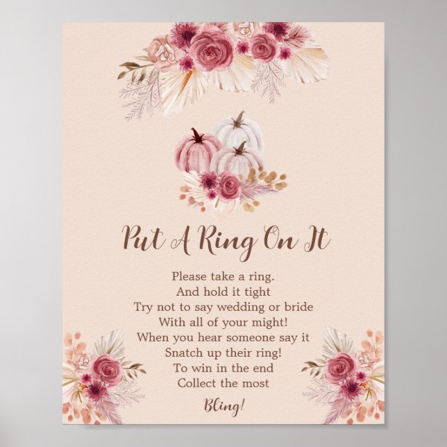 Fall In Love Boho Pumpkin Put A Ring On It Game Poster (Vorne)