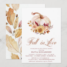 Fall in Love Bridal Shower Rust Flowers Pumpkin