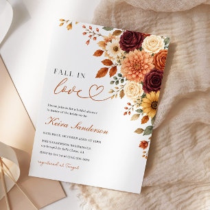Fall in Love Burgund Weinrote Florale Hochzeitsdus Einladung