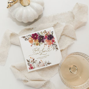 Fall In Love Burgunder Blumen Weiße Kürbis Hochzei Serviette