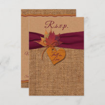 Fall in Love Burlap, Mariage Feuille RSVP