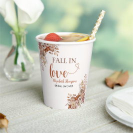 Fall in Love Cute Fall Bridal Shower  Pappbecher