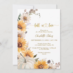 Fall In Love Gold Sonnenblumen Gänseblümchen Braut Einladung