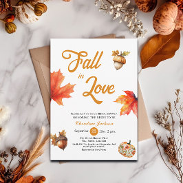 Fall in Love Maple Leaves Acorns Bridal Shower Einladung