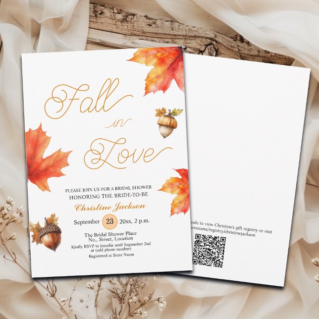 Fall in Love Maple Tree Leaves Bridal Shower  Einladung (Von Creator hochgeladen)