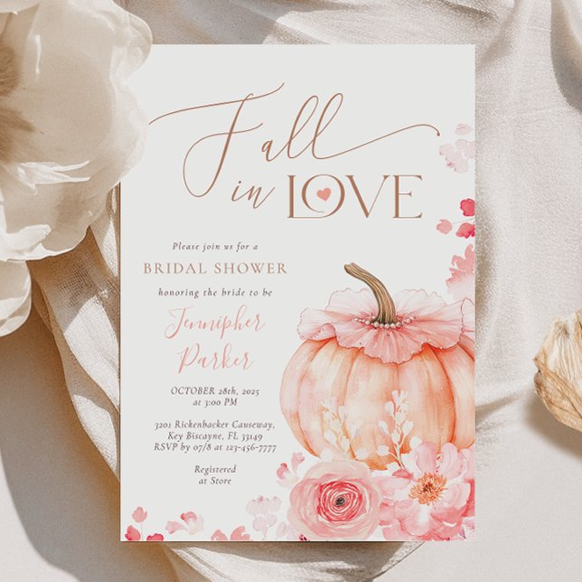 Fall in Love Pumpkin Bridal Shower Invitation Einladung (Von Creator hochgeladen)