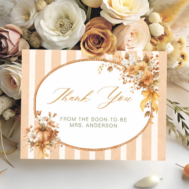Fall in Love Pumpkin Bridal Shower Thank You Card Dankeskarte (Von Creator hochgeladen)