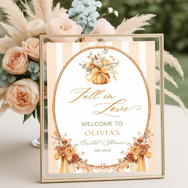 Fall in Love Pumpkin Bridal Shower Welcome Poster (Von Creator hochgeladen)