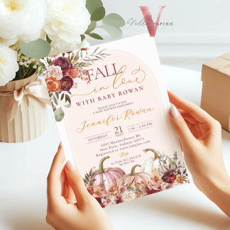 Fall in Love Pumpkin Burgundy Orange Baby Shower Einladung