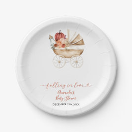 Fall In Love Pumpkin Stroller Floral Baby Shower Pappteller