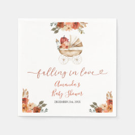 Fall In Love Pumpkin Stroller Floral Baby Shower Serviette