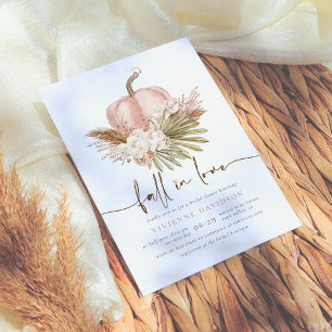 Fall In Love Rosafarben Boho-Kürbis-Junggesellinne Einladung