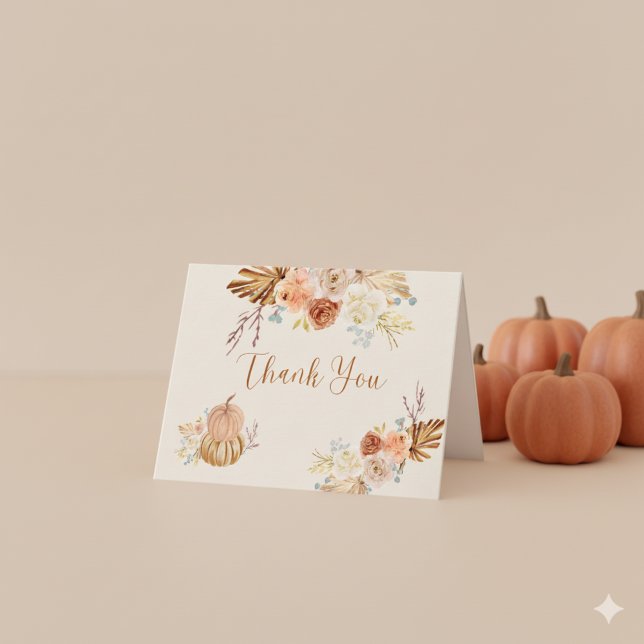 Fall In Love Rustic Elegant Bridal Shower Dankeskarte (Von Creator hochgeladen)