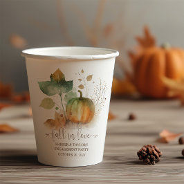 Fall In Love Rustic Elegant Pumpkin Pappbecher
