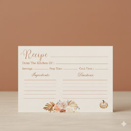 Fall In Love Rustic Terracotta Bridal Recipe Card Einladung