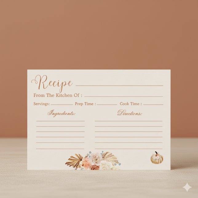 Fall In Love Rustic Terracotta Bridal Recipe Card Einladung (Von Creator hochgeladen)