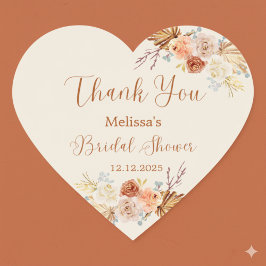 Fall In Love Rustic Terracotta Bridal Shower  Herz-Aufkleber
