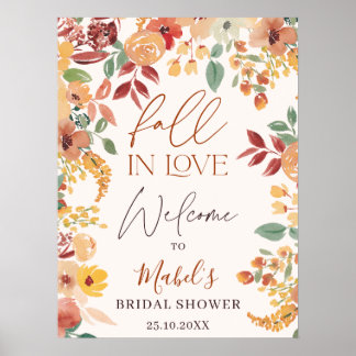 Fall In Love Wasserfarbe Aquarellierte Hochzeits B Poster