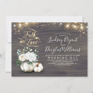 Fall in Love White Pumpkin Rustic Fall Wedding Einladung