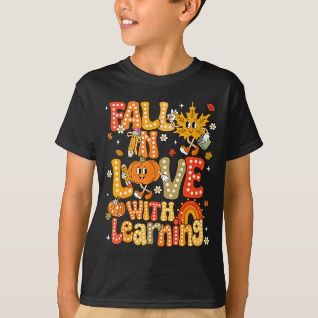 Fall In Love With Learning Autumn Thanksgiving Pum T-Shirt (Vorderseite)