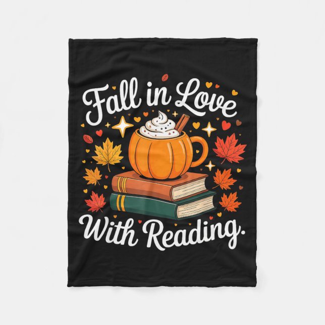 Fall In Love With Reading Autumn Pumpkin Mug Book  Fleecedecke (Vorderseite)