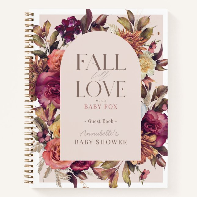 Fall in Love Wreath Pink Baby shower Livre d'invit (Devant)