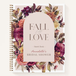 Fall in Love Wreath Pink Bridal Shower Guest Book Notizbuch